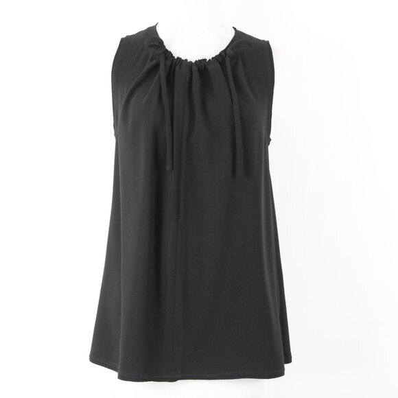 Proenza Schouler Sz 4 Black Ruffle Tie Sleeveless Acetate Polyester Top - Picture 2 of 13